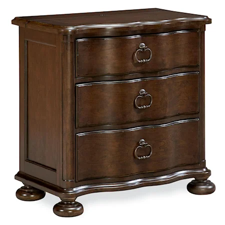 3 Drawer Bedside Chest with Serpentine Shaping